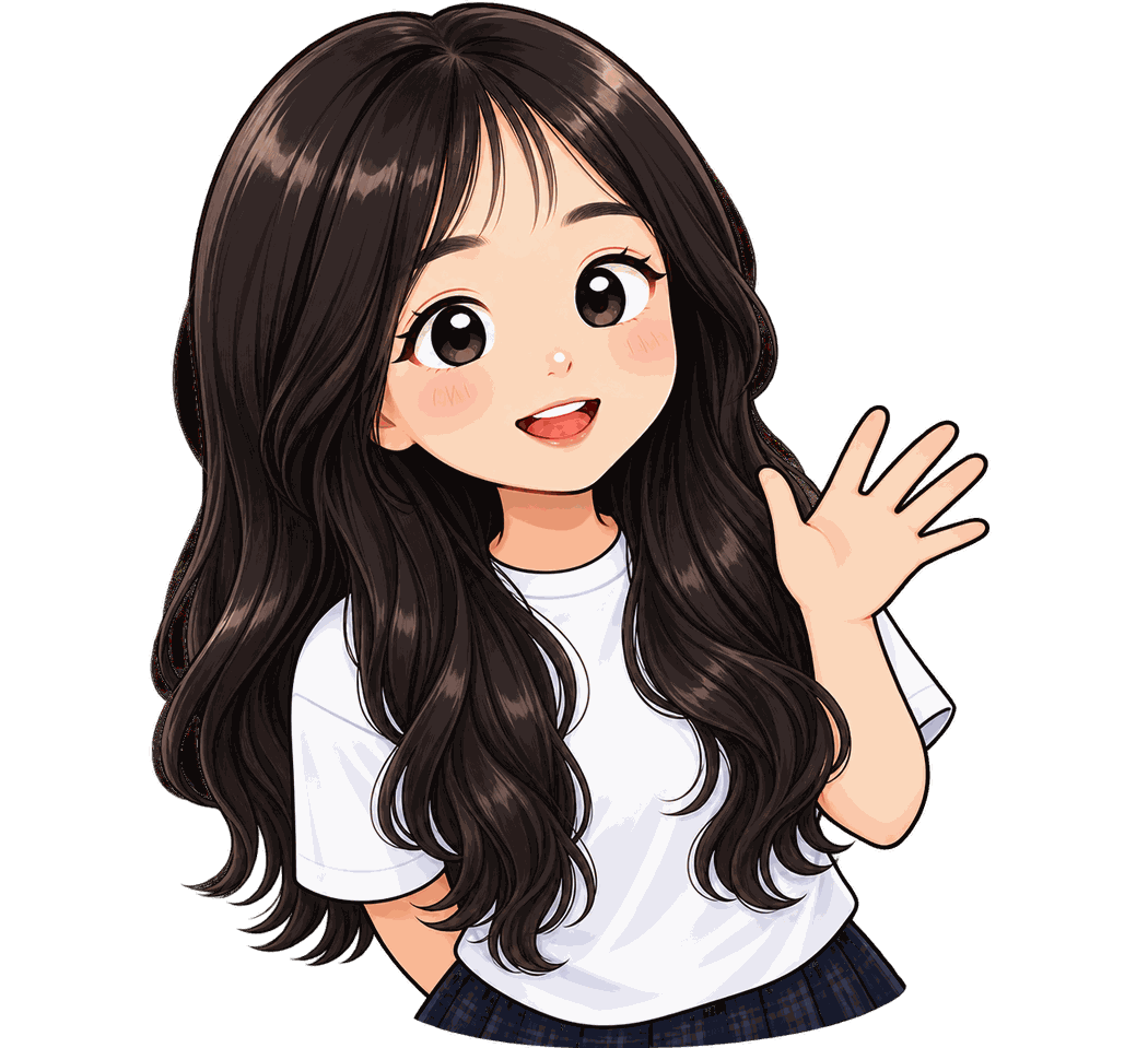 Illustrated portrait of Jaeseo Yook waving